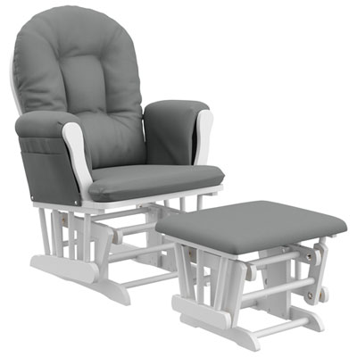 Image of Stork Craft Custom Hoop Glider With Ottoman - White/Grey