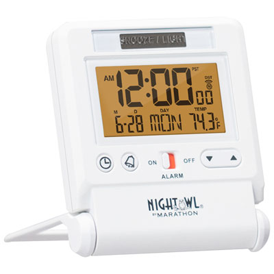 Image of Marathon Travel Alarm Clock (CL030036WH) - White