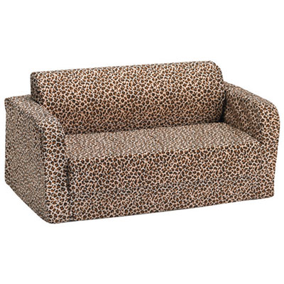 Image of Comfy Kids - Polyester Kids Flip Sofa - Light Brown Cheetah