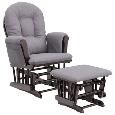 Image of Storkcraft Hoop Padded Arm Cushion Glider & Ottoman - Espresso/Grey Swirl