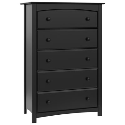 Storkcraft Kenton 5-Drawer Nursery Dresser-Black If you are looking for a dresser with more storage for a room that has limited space, get the Kenton 5 drawer dresser