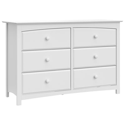 Storkcraft Kenton 6-Drawer Double Nursery Dresser-White Clean, classic lines and a modern design, this does not look like ordinary Nursery furniture