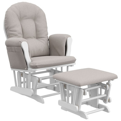Image of Stork Craft Hoop Custom Glider and Ottoman Set - White/Taupe Swirl