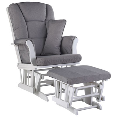 Storkcraft Tuscany Glider and Ottoman Set - White/Slate Grey Swirl 