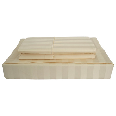 Maholi Damask Stripe Collection 310 Thread Count Rayon Sheet Set - King - Beige