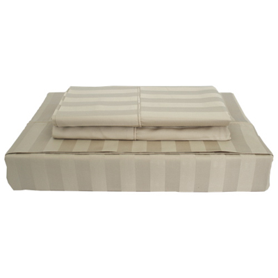 Maholi Damask Stripe Collection 310 Thread Count Rayon Sheet Set - Double/Full - Taupe