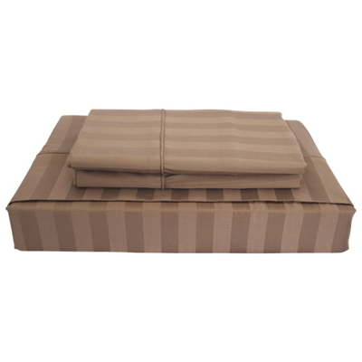 Maholi Damask Stripe Collection 310 Thread Count Bamboo Rayon Sheet Set - King - Mink (LB-001SSKM)