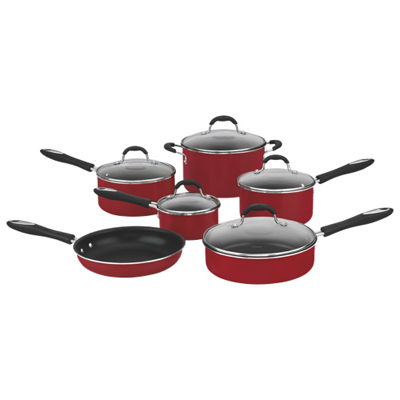 Image of Cuisinart Advantage 11-Piece Non-Stick Cookware Set - Red