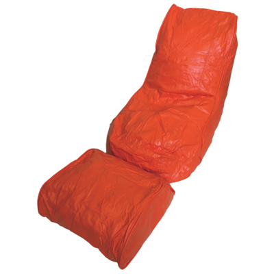 Image of Modern Bean Bag Lounger and Foot Rest - Orange