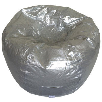 Image of Modern Vinyl Bean Bag Chair - Silver