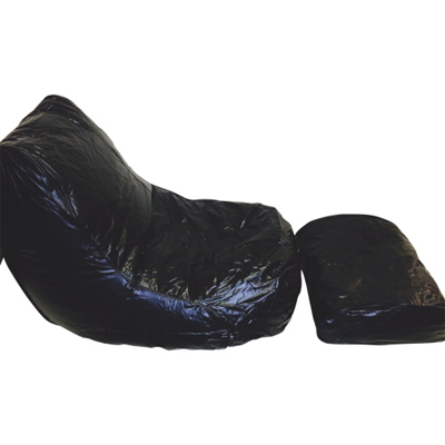 Image of Modern Vinyl Bean Bag Lounger and Foot Rest Set - Black