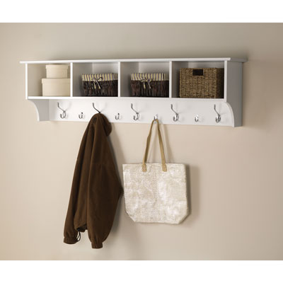 "Prepac 60"" Wide Hanging Entryway Shelf - White"