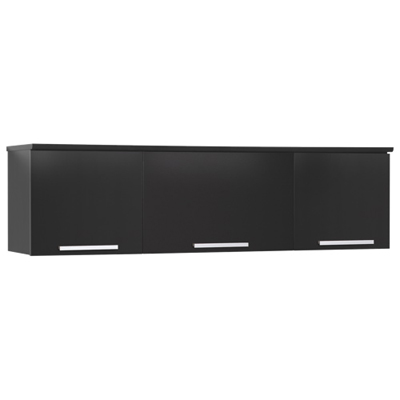 Image of Coal Harbor Contemporary 3-Cabinet Floating Hutch - Black