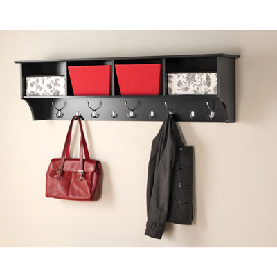 "Prepac 60"" Wide Hanging Entryway Shelf - Black"