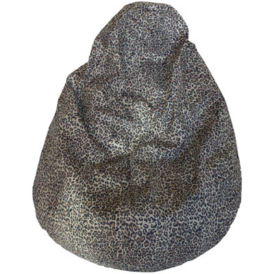 Image of Contemporary Pear-Shaped Bean Bag Chair - Leopard