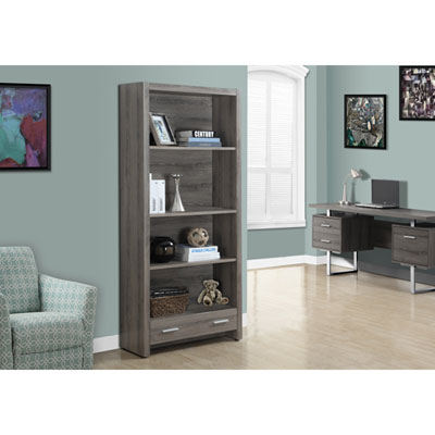 "71"" 4-Shelf Bookcase - Dark Taupe Reclaimed Wood"