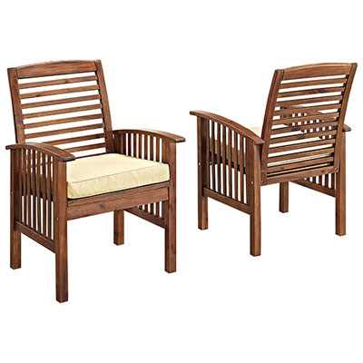 Image of Transitional Acacia Wood Chair (Set of 2) - Dark Brown