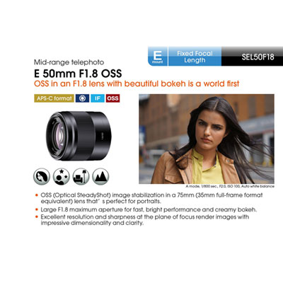 Sony E-Mount APS-C 50mm f/1.8 OSS Portrait Prime Lens | Best Buy