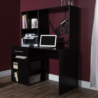 Image of Annexe 1-Drawer Computer Desk - Pure Black