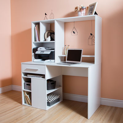 Image of Annexe 1-Drawer Computer Desk - Pure White