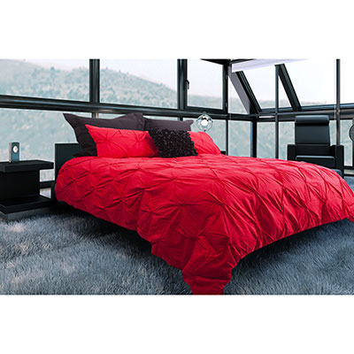 Image of Gouchee Design Victoria Collection 200 Thread Count Cotton Duvet Cover Set - Queen - Red