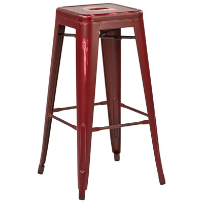 Bristow Contemporary Bar Height Barstool - Set of 4 - Antique Red