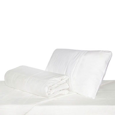 LuxeportPURE 233 Thread Count Silk 4 Seasons Duvet with Mattress & Pillow Protector - Queen - White