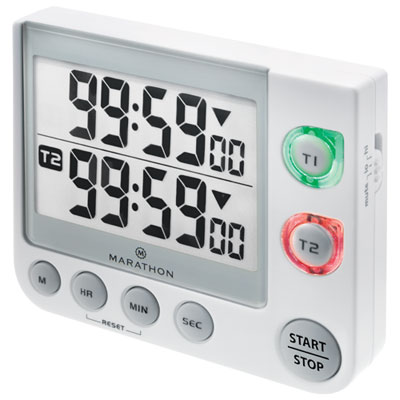 VOCOO Dual Kitchen Timer, Dual Channels Countdown Count up Digital Stopwatch  with LED Display, Black, Battery Included 