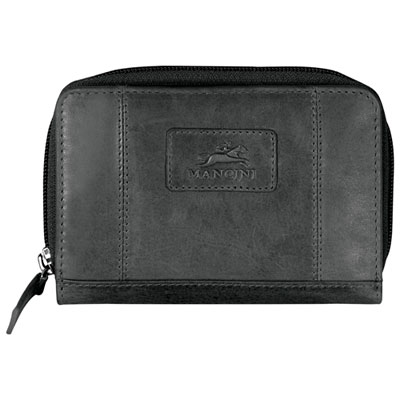 Image of Mancini Casablanca Leather Small Clutch Wallet - Black