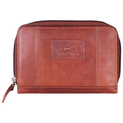 Image of Mancini Casablanca Leather Small Clutch Wallet - Cognac