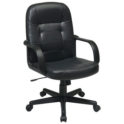 Image of Work Smart Ergonomic Mid-Back Bonded Leather Manager Chair - Black