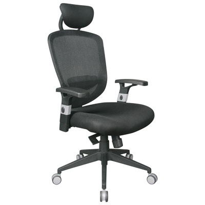 Chaise De Bureau Ergonomique En Tissu Maillé À Dossier Élevé De Tygerclaw - Noir