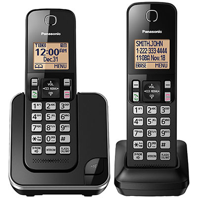 Panasonic 2-Handset DECT Cordless Phone (KXTGC382B) - Black Great phone to extend your panasonic network