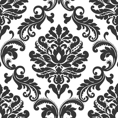 Image of NuWallpaper Ariel Black & White Damask Peel-And-Stick Wallpaper