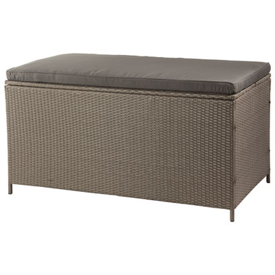 Image of Patio Flare Modern Tuck Wicker Deck Box Water Resistant Seat - Ash Brown