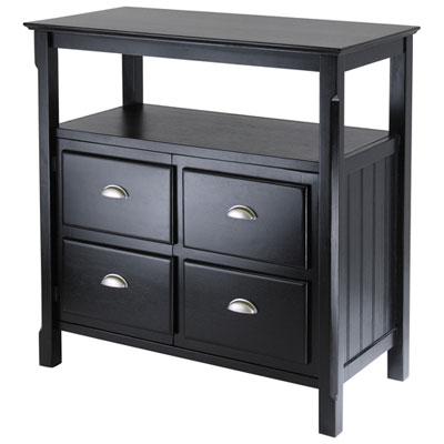 Image of Timber 4-Drawer Buffet Sideboard Table - Black
