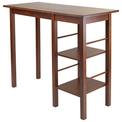 Image of Egan Transitional Breakfast Dining Table with 2 Side Shelves - Antique Walnut