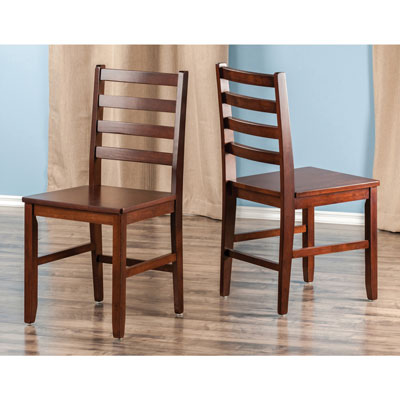 Image of Transitional Ladder Back Dining Chair - Set of 2 - Antique Walnut (94236)