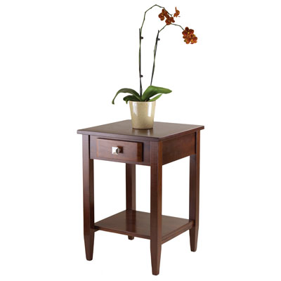 Image of Richmond Transitional Square End Table with Drawer - Antique Walnut