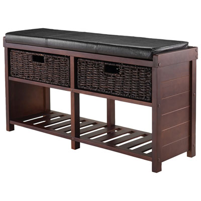 Image of Colin Faux Leather Entryway Bench - Cappuccino