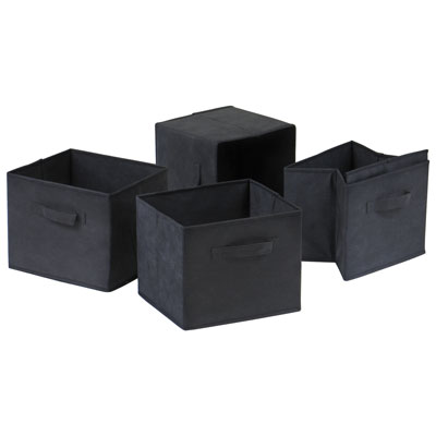 Image of Capri Foldable Fabric Baskets - Set of 4 - Black