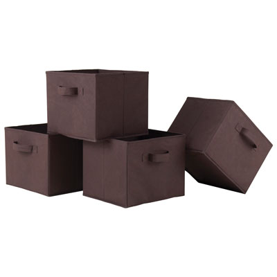 Image of Capri Foldable Fabric Baskets - Set of 4 - Chocolate