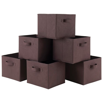 Image of Capri Foldable Fabric Baskets - Set of 6 - Chocolate