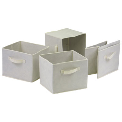 Image of Capri Foldable Fabric Baskets - Set of 4 - Beige