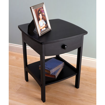 Image of Spectrum Transitional 1-Drawer Curved Nightstand - Black