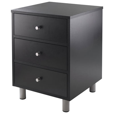 Image of Daniel Contemporary Square Accent Table with 3 Drawers - Black