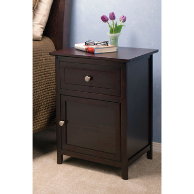 Image of Transitional 1-Drawer Nightstand - Espresso