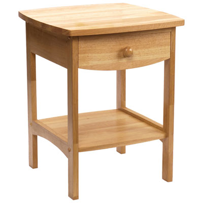 Image of Curved Traditional 1-Drawer Nightstand - Natural