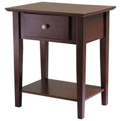 Image of Shaker Transitional 1-Drawer Nightstand - Antique Walnut