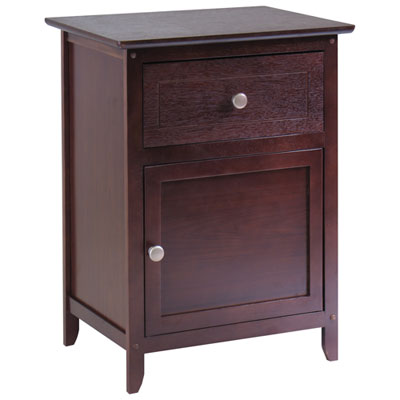 Image of Transitional 1-Drawer Nightstand - Antique Walnut